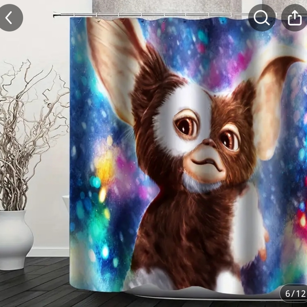 🆕️ NWT Gizmo GREMLINS Shower Curtain & Shower Hooks
